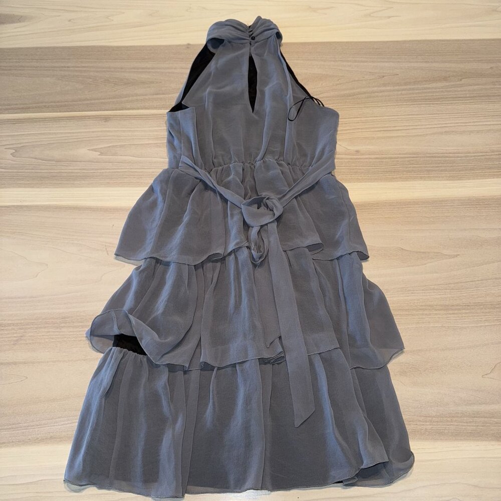 Zara Basic Grey Halter High Neck Tiered Sleeveless Mini Dress Women's Small S - Picture 6 of 6